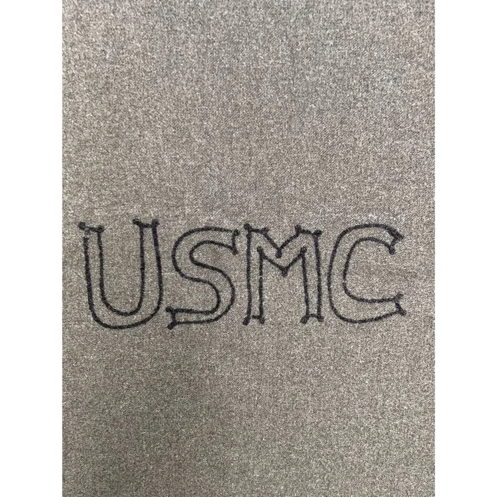 Vintage USMC Embroidered Wool Field Blanket Green Stripe 59” x 74”